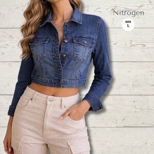 Nitrogen Cropped Denim Jacket – Blue | Size Large